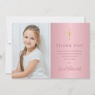 Rose Gold Foto Erste Heilige Kommunion Dankeskarte