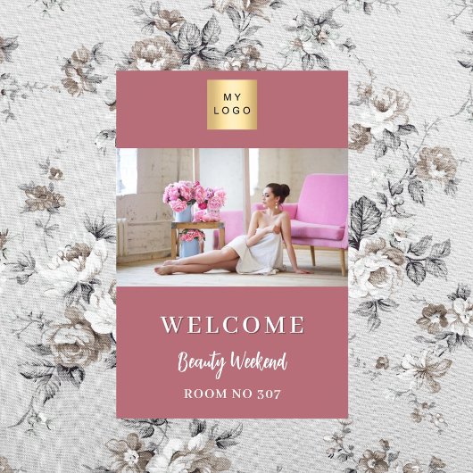 Rose Gold Foto Firmenlogo Seminar willkommen Poster