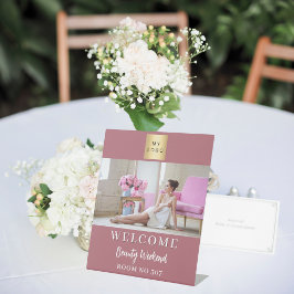 Rose Gold Foto Firmenlogo Seminar willkommen Sockelschild