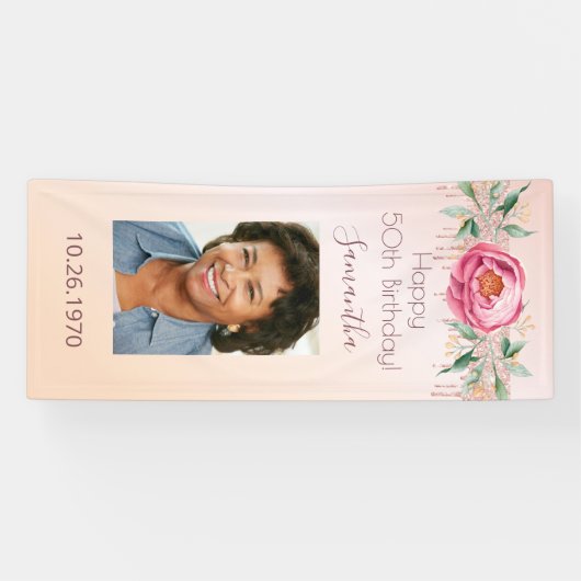 Rose Gold Foto Glitzer Banner (Horizontal)