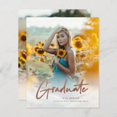 Rose Gold Foto Graduation Party Einladung (Vorne/Hinten)