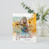 Rose Gold Foto Graduation Party Einladung (Stehend Vorderseite)