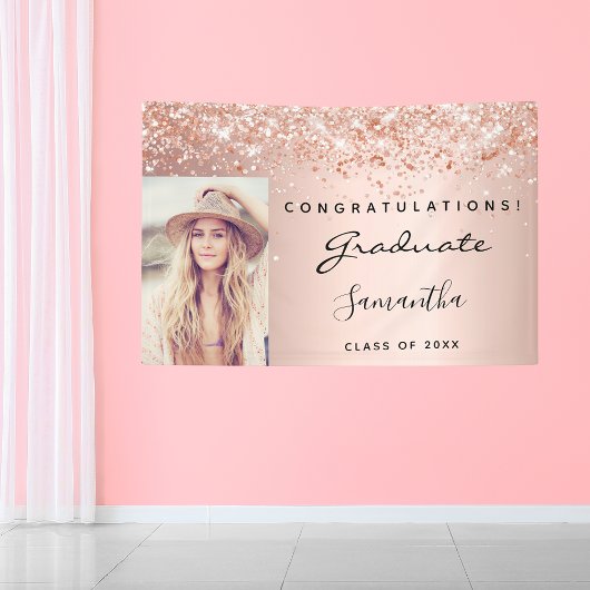 Rose Gold Foto Graduierungsparty Banner