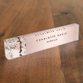 Rose Gold Foto Monogram Namensplakette (Seite)