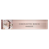 Rose Gold Foto Monogram Namensplakette (Vorderseite)