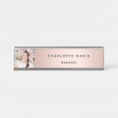 Rose Gold Foto Monogram Schreibtischnamensplakette (Vorderseite )