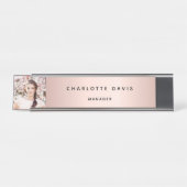 Rose Gold Foto Monogram Schreibtischnamensplakette (Vorderseite )