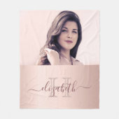 Rose Gold Foto Monogramm Fleecedecke (Vorderseite)