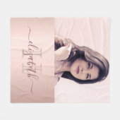 Rose Gold Foto Monogramm Fleecedecke (Vorderseite (Horizontal))