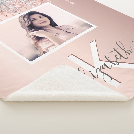 Rose Gold Foto Monogramm Sherpadecke (3/4)