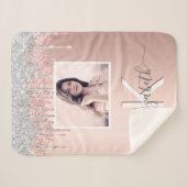 Rose Gold Foto Monogramm Sherpadecke (Vorderseite (Horizontal))