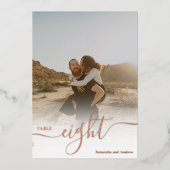 Rose Gold Foto ombre Chart Hochzeit Tischnummer (Vorderseite)