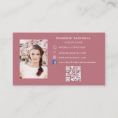 Rose Gold Foto qr Code Facebook Icon Visitenkarte (Rückseite)
