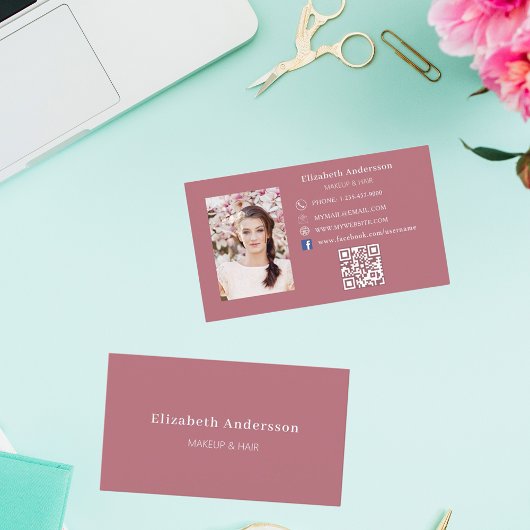Rose Gold Foto qr Code Facebook Icon Visitenkarte