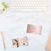 Rose Gold Foto QR-Code Visitenkarte