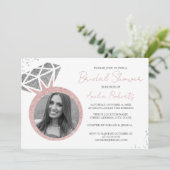 Rose Gold Foto Sparkring Brautparty Einladung (Stehend Vorderseite)