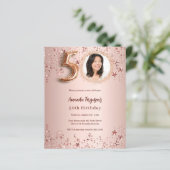 Rose Gold Foto Stars Einladung zum 50. Geburtstag (Stehend Vorderseite)