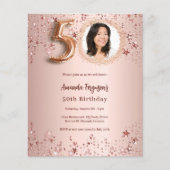 Rose Gold Foto Stars Einladung zum 50. Geburtstag (Vorderseite)