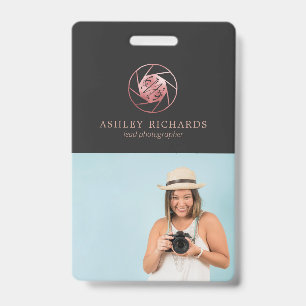 Rose Gold Fotografen-Logo   Foto-Name-Tag Ausweis