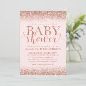 Rose Gold Fox Glitzer Kinderdusche Einladung (Stehend Vorderseite)