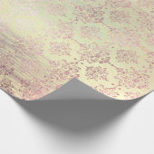 Rose Gold Foxier Metallic Damask Wood Pink Royal Geschenkpapier (Ecke)
