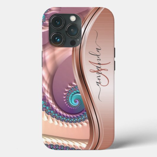 Rose Gold Fraktal Handgeschriebene Kalligrafie Case-Mate iPhone Hülle (Rückseite)