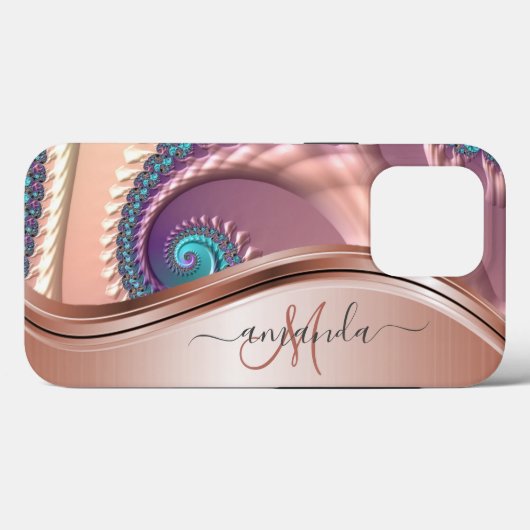 Rose Gold Fraktal Handgeschriebene Kalligrafie Case-Mate iPhone Hülle (Rückseite (Horizontal))