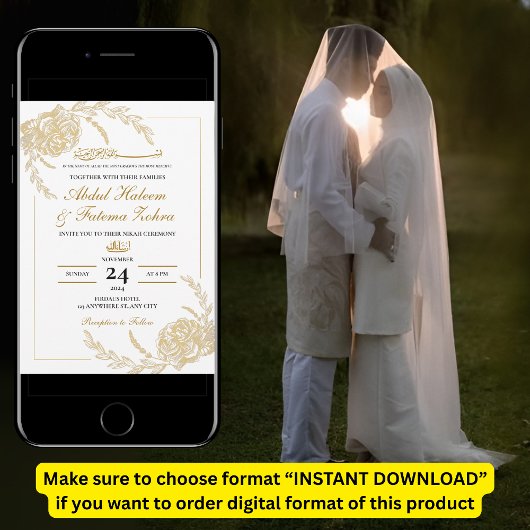 Rose Gold Frame Elegantes Weißbuch Moderne Nikah Einladung