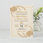 Rose Gold Frame Elegantes Weißbuch Moderne Nikah Einladung (Stehend Vorderseite)