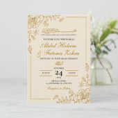 Rose Gold Frame Elegantes Weißbuch Moderne Nikah Einladung (Stehend Vorderseite)