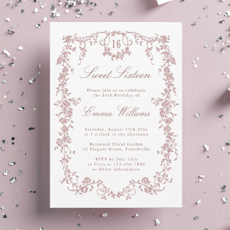 Rose Gold Französischer Rahmen Sweet 16 Geburtstag Einladung