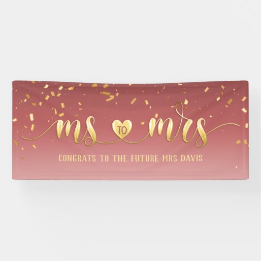 Rose Gold Frau zu Frau Brautparty Banner (Horizontal)