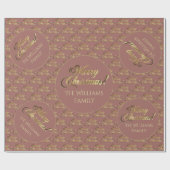 Rose Gold Frohe Weihnachten Elegantes Skriptmuster Geschenkpapier (Flach)