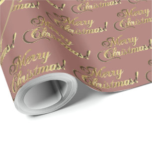 Rose Gold Frohe Weihnachten Elegantes Skriptmuster Geschenkpapier