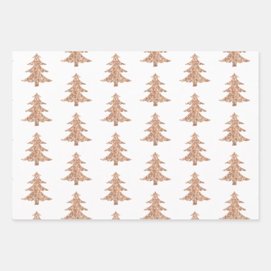 Rose Gold Frohe Weihnachtsbaum Sparkle Glitzer Geschenkpapier Set (Vorderseite 2)