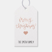 Rose Gold Frohe Weihnachtsgeschenke Tag Geschenkanhänger (Vorderseite)