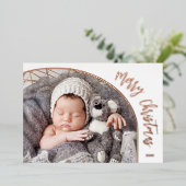 Rose Gold Frohe Weihnachtsschrift Folien Feiertagskarte (Stehend vorne)