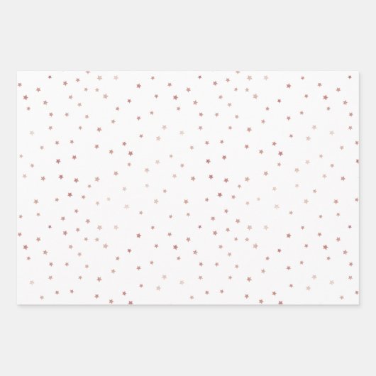 Rose Gold Frohe Weihnachtsschrift Snowflakes Star Geschenkpapier Set (Vorderseite 3)