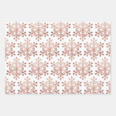 Rose Gold Frohe Weihnachtsschrift Snowflakes Star Geschenkpapier Set (Vorderseite 2)