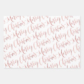 Rose Gold Frohe Weihnachtsschrift Snowflakes Star Geschenkpapier Set (Vorderseite)