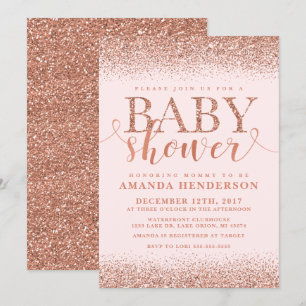 Rose Gold Fuchs Glitter-Einladung zur Babyparty Einladung