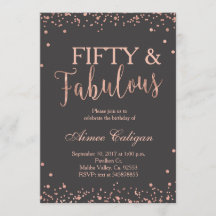 Rose Gold Fünfzig und fabelhafte Einladung zum Geb