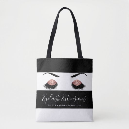 Rose Gold Funkelnd Glitzer Eyelash Extensions Tasche (Vorderseite)