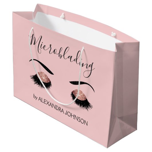 Rose Gold Funkelnd Glitzer Moderne Mikroblende Große Geschenktüte (Rückseite Schrägansicht)
