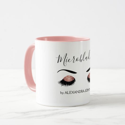 Rose Gold Funkelnd Glitzer Moderne Mikroblende Tasse (Vorderseite Links)