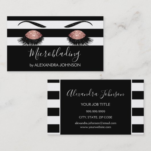 Rose Gold Funkelnd Glitzer Moderne Mikroblende Visitenkarte (Vorne/Hinten)