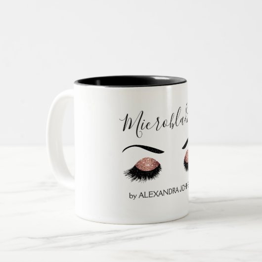 Rose Gold Funkelnd Glitzer Moderne Mikroblende Zweifarbige Tasse (Vorderseite Links)