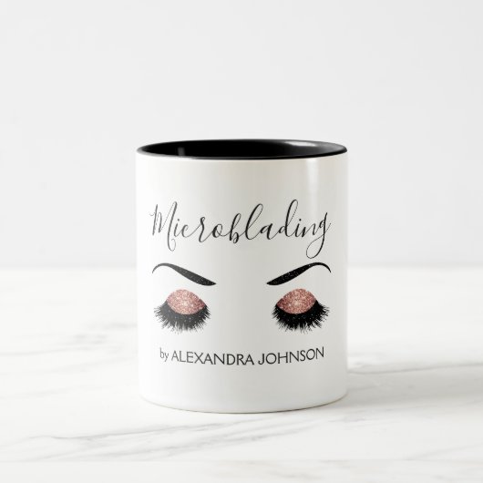 Rose Gold Funkelnd Glitzer Moderne Mikroblende Zweifarbige Tasse (Mittel)