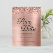 Rose Gold Funkelnd Glitzer und Ombre Foil Save The Date (Stehend Vorderseite)
