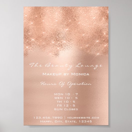Rose Gold Funkelnd Lux Weißer Glitzer Schönheitssa Poster (Vorne)